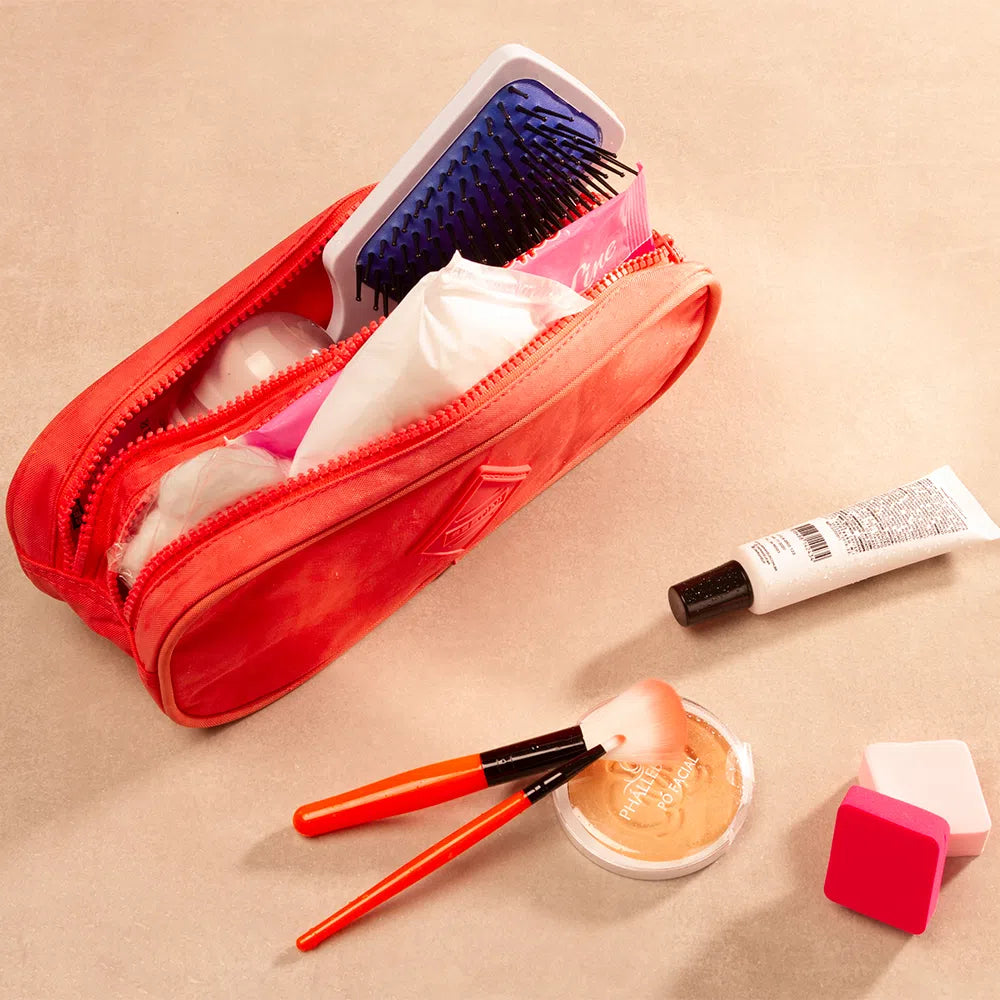 Estojo Sestini Crinkle Coral - 2 Compartimentos