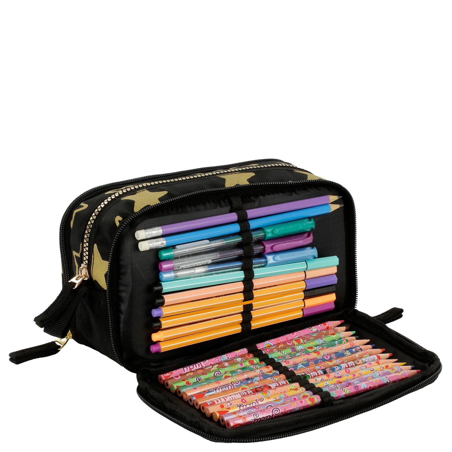 Estojo Sestini Estrela Dourada - 3 Compartimentos