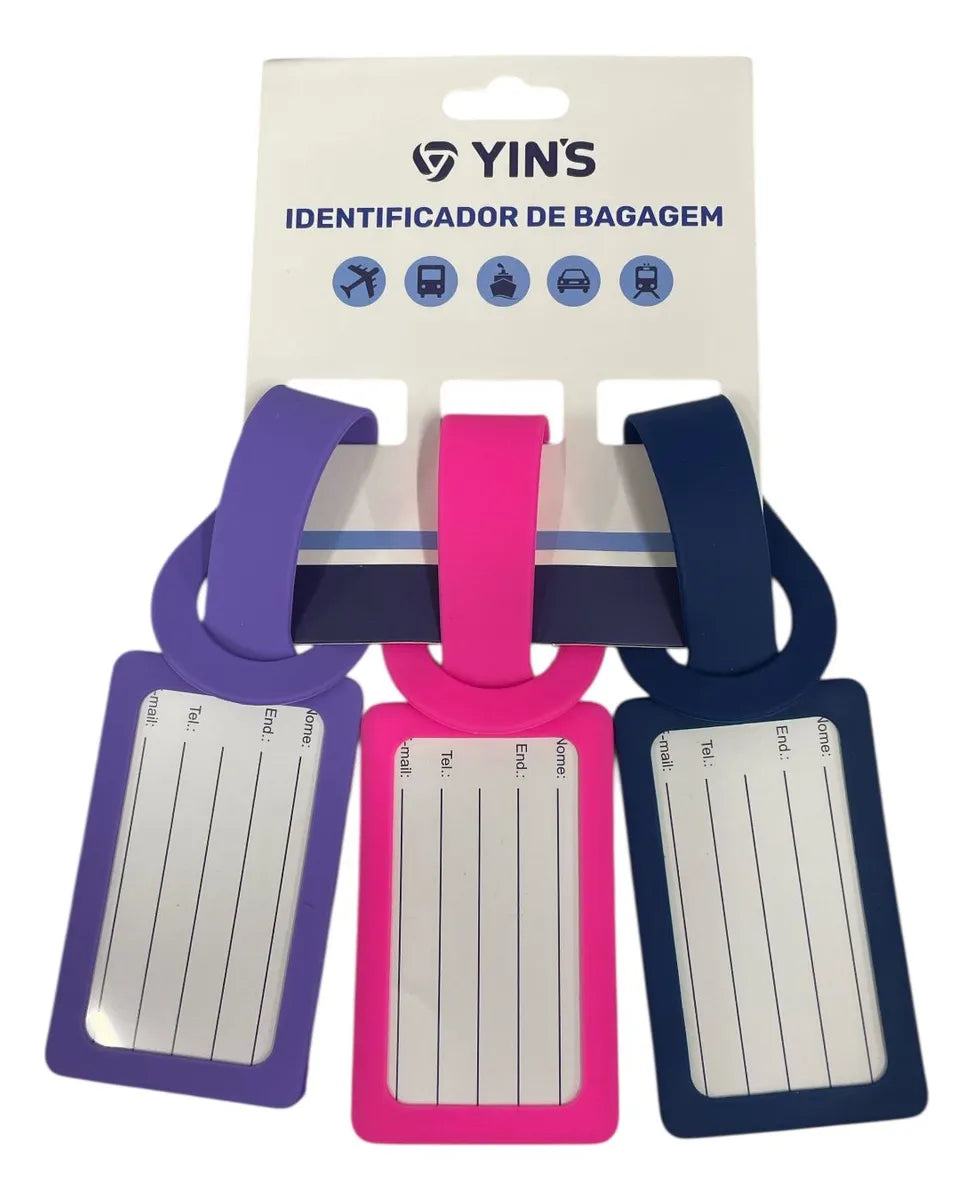 3 Etiquetas De Silicone Para Viagem Identificadores Yins