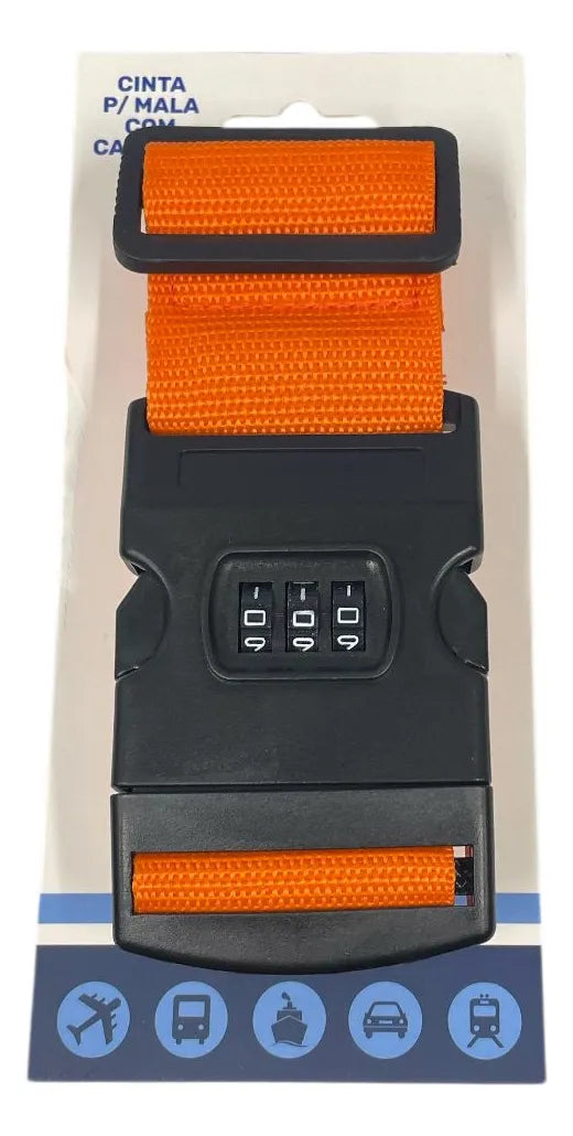 Cinta Para Mala Cadeado Segredo Yins Ajustável Multicolor